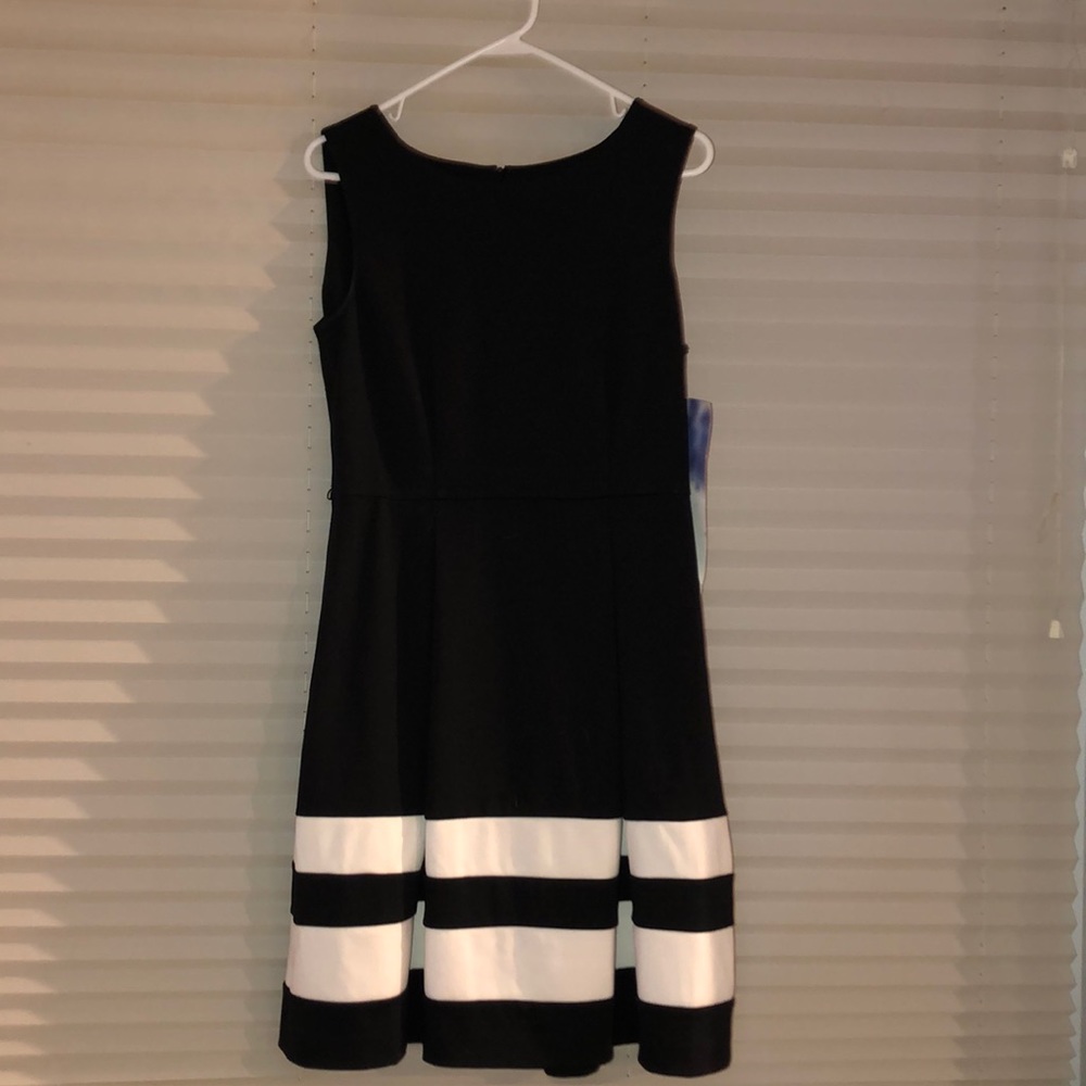 Calvin Klein black dress with two white stripes